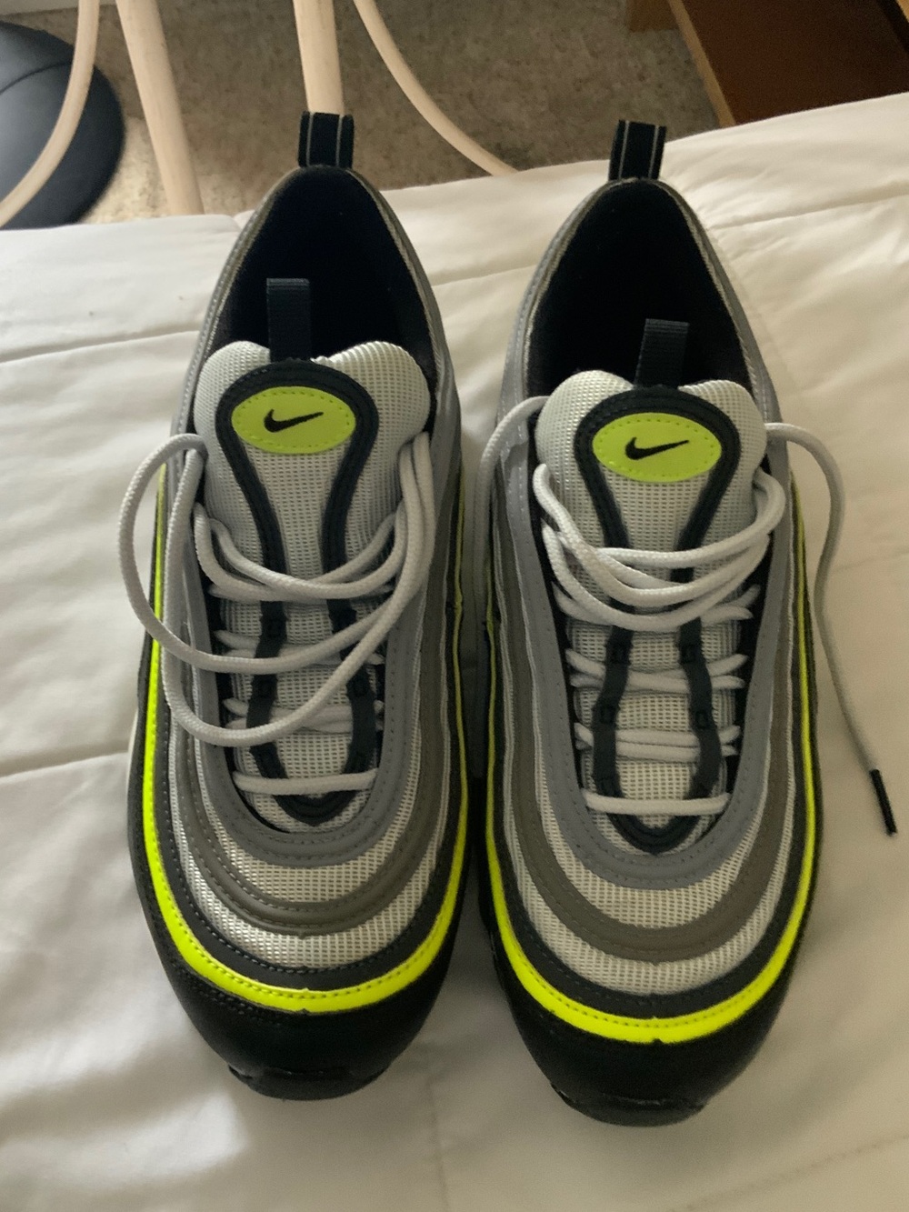 Nike Kids Silver and Neon Yellow Lace-Up Sneakers
